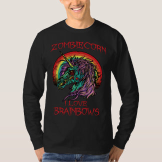 Zombie Eenhoorn Ik Hou van Brainbows Halloween Got T-shirt