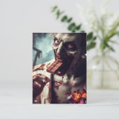 Zombie eet Halloween-chocolade Briefkaart (Staand voorkant)