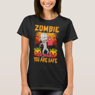 Zombie Eet Hersenen Je Bent Veilig Enge Pompoen Zo T-shirt