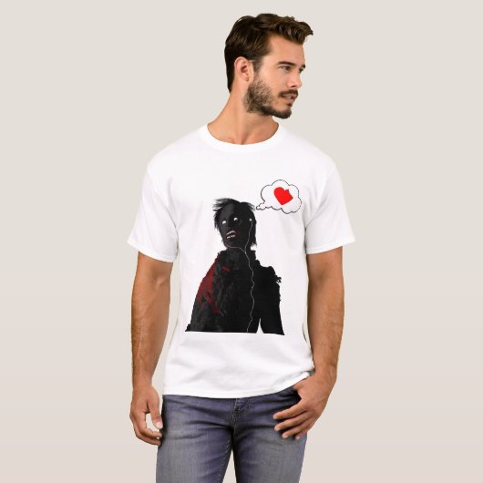 Zombie eet je hart uit t-shirt (Voorkant volledig)