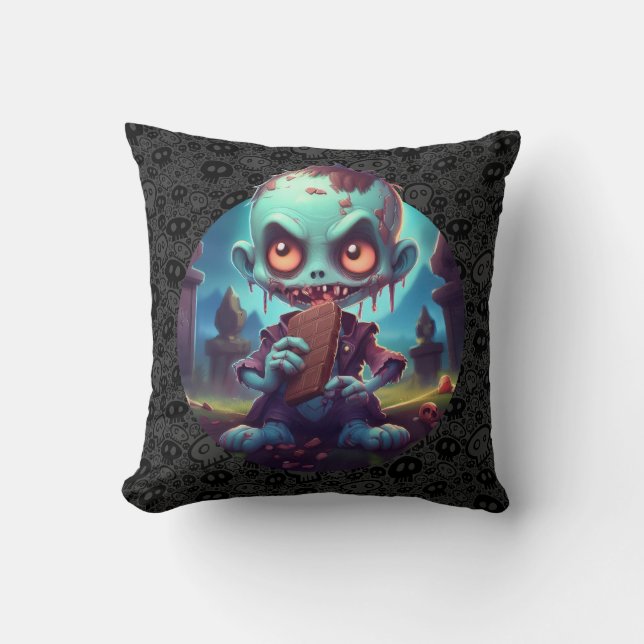 Zombie eet Snoep Kussen (Voorkant)