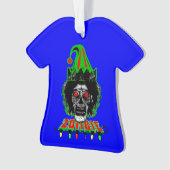 ZOMBIE ELF op blauw Ornament (voorkant)