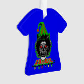 ZOMBIE ELF op blauw Ornament (voorkant)