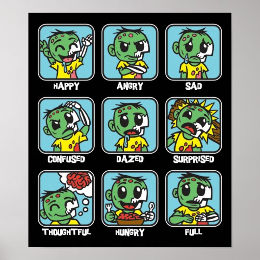 Zombie Emoticons Poster (Voorkant)