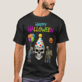Zombie en schedel Halloween Party T-shirt (Voorkant)
