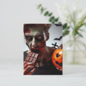 Zombie eten Halloween Chocolade Briefkaart (Staand voorkant)