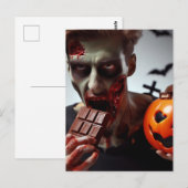 Zombie eten Halloween Chocolade Briefkaart (Voorkant / Achterkant)
