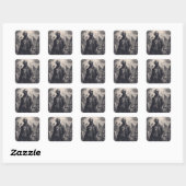 Zombie Etsen Horror Spooky Undead Vierkante Sticker (Vel)