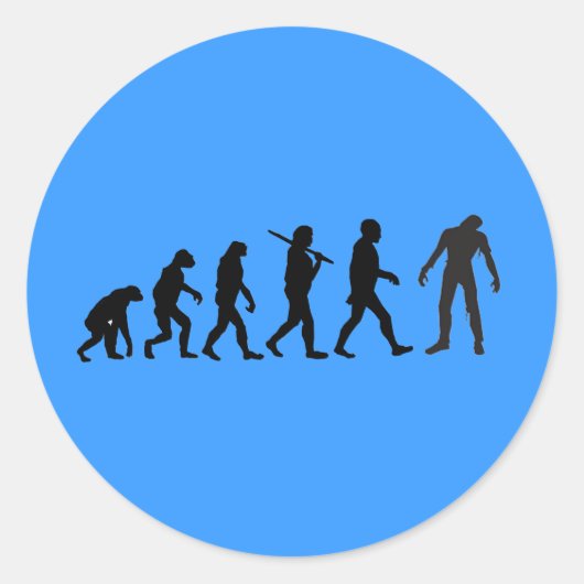 Zombie Evolution T-shirt Design Ronde Sticker (Voorkant)