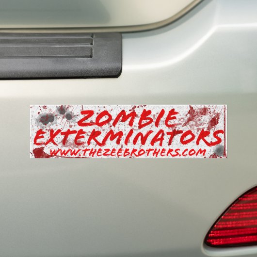 Zombie Exterminators White Blood & Bullets Sticker (Op auto)