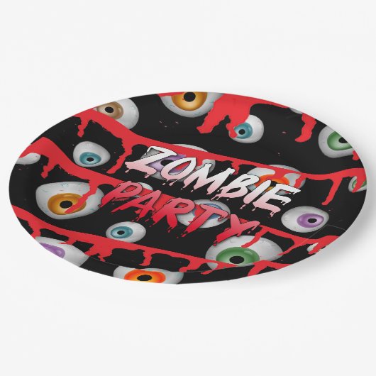 Zombie Eyeballen Apocalypse Halloween Party Papieren Bordje (Gekanteld)