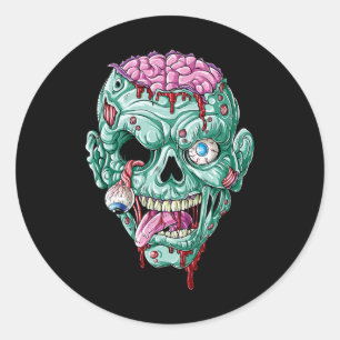 Zombie Face Brain Halloween Boys Mannen Women Girl Ronde Sticker