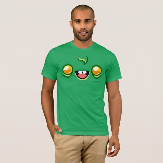 Zombie Face - Happy Jump Bella+Canvas Green T-shirt (Voorkant volledig)