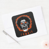 ZOMBIE Face - Oranje oyes Haar Vierkante Sticker (Envelop)