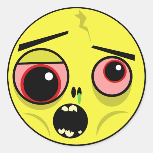 Zombie Face Ronde Sticker (Voorkant)