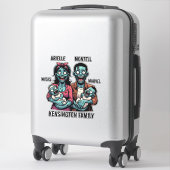Zombie Familie met Twin Boys | Grappig Halloween Sticker (Koffer)