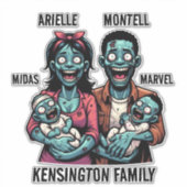 Zombie Familie met Twin Boys | Grappig Halloween Sticker (Voorkant)