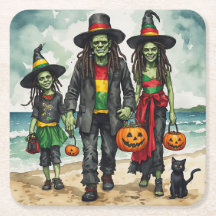 Zombie Familie Strand Halloween Bord