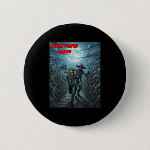 Zombie Farmer Griezelige Mais Oogst Met Y Farm Scè Ronde Button 5,7 Cm