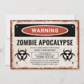 Zombie-feest uitnodiging met waarschuwingsschild (Voorkant)