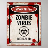 Zombie feestbord met bloed & biohazard poster (Voorkant)