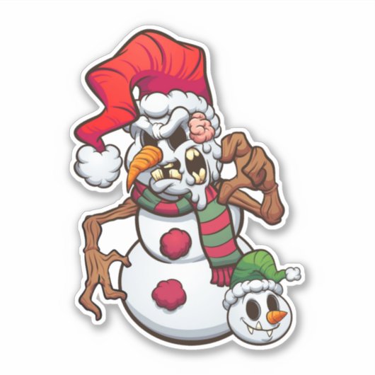 Zombie Feestdagen - Sneeuwman Sticker (Voorkant)
