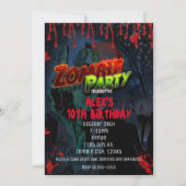 ZOMBIE FEESTJE Halloween stripfeest uitnodigingen (Voorkant)