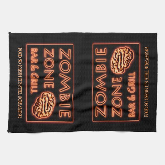 Zombie Food, zo vers dat hij nog steeds Halloween Theedoek (Horizontaal)