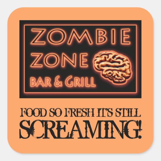 Zombie Food, zo vers dat hij nog steeds Halloween Vierkante Sticker (Voorkant)