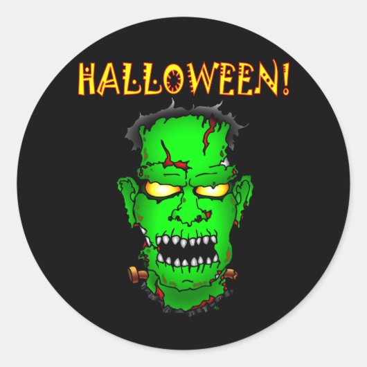 Zombie Frankenstein Ronde Sticker (Voorkant)