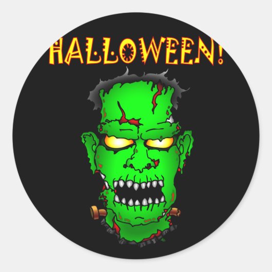 Zombie Frankenstein Ronde Sticker (Voorkant)