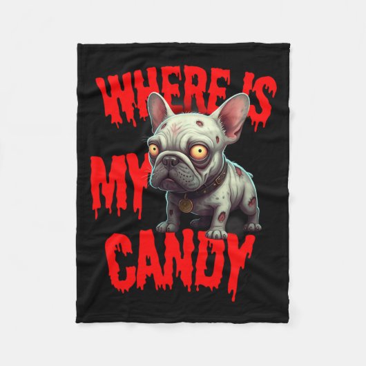 Zombie Franse Bulldog Halloween Fleece Deken (Voorkant)