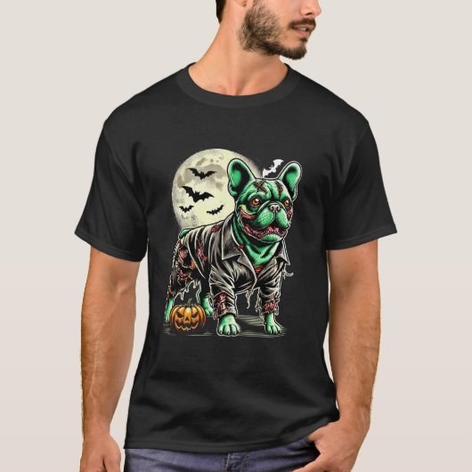 Zombie Franse Bulldog Halloween Hond Ondode Puppy  T-shirt (Voorkant)