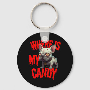 Zombie Franse Bulldog Halloween Sleutelhanger