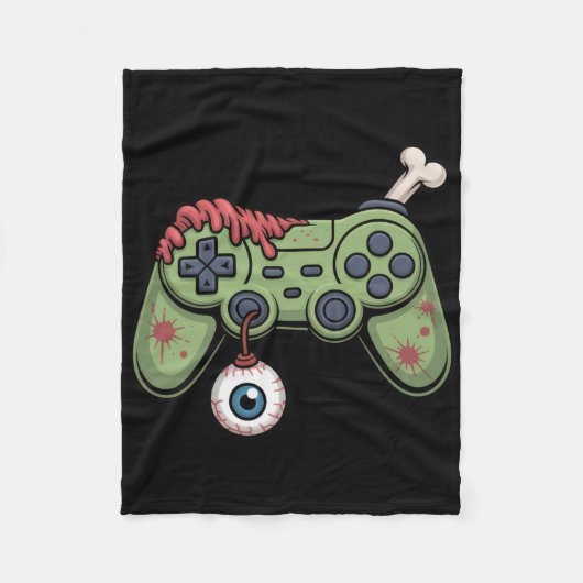 Zombie Gamer Controller Met Oogbal En Halloween G Fleece Deken (Voorkant)
