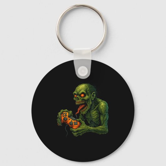 Zombie Gamer Grappige Horror Gamen Halloween Sleutelhanger (Voorkant)
