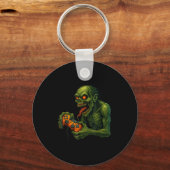 Zombie Gamer Grappige Horror Gamen Halloween Sleutelhanger (Voorkant)
