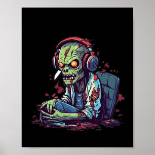 Zombie Gamer Halloween Kostuum Gaming Video-game C Poster