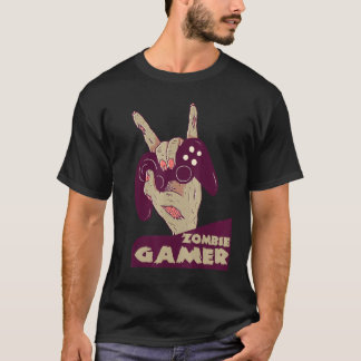 zombie gamer hand of grab with controller gaming c t-shirt