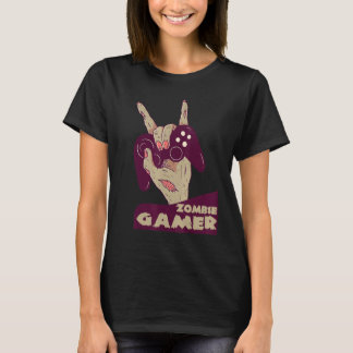 zombie gamer hand of grab with controller gaming c t-shirt