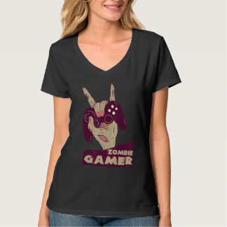 zombie gamer hand of grab with controller gaming c t-shirt