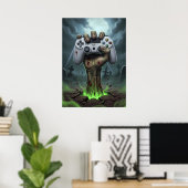Zombie Gamer Hand - Undead Controller Grip Poster (Thuiskantoor)