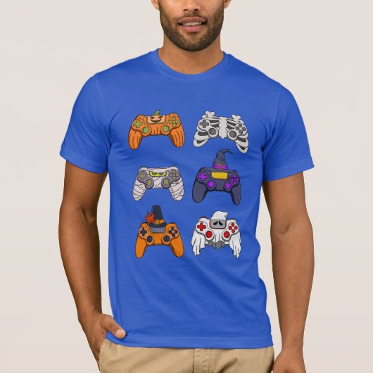Zombie Gaming Controllers voor Halloween Skeleton T-shirt (Voorkant)