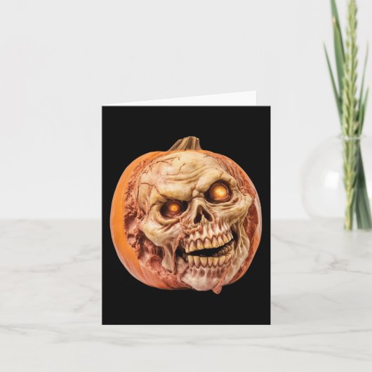 Zombie-geïnspireerde horror pompoen grappige Hallo Kaart (Voorkant)