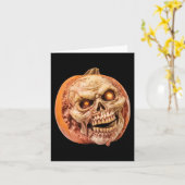 Zombie-geïnspireerde horror pompoen grappige Hallo Kaart (Gele Bloem)