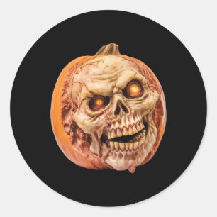 Zombie-geïnspireerde horror pompoen grappige Hallo Ronde Sticker