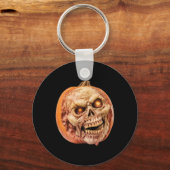 Zombie-geïnspireerde horror pompoen grappige Hallo Sleutelhanger (Voorkant)