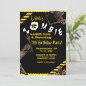 Zombie Gele & Zwarte Verjaardagsfeestje Kaart (Staand voorkant)