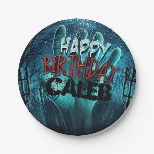 Zombie Gelukkig Verjaardagsfeest Papieren Bordje (Voorkant)