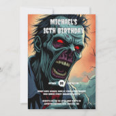 Zombie gezicht comic art monster spooky volwassene kaart (Voorkant)